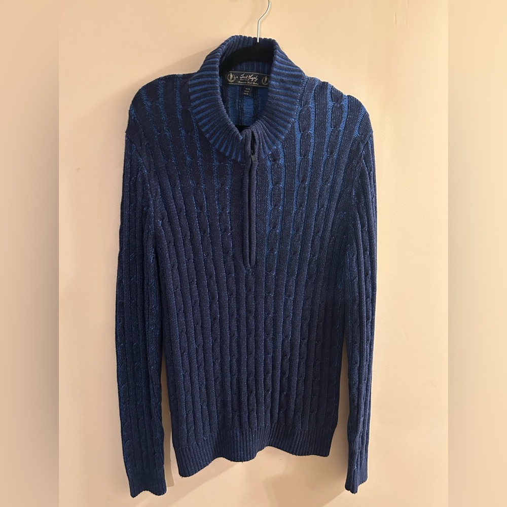 Jack Murphy Men's XL Irresistible Irish Clothing Blue Cable Knit Cotton Sweater